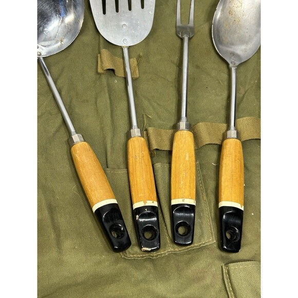 5 Vtg. EKCO BOY SCOUTS CHROME Camping Kitchen Utensils Spoon Ladle Fork Spatula - Picture 2 of 16